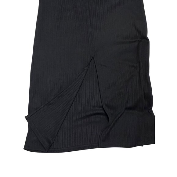 H&M Black Ribbed Maxi Dress Size Small Button Front Collared L/S Minimalist - Picture 8 of 16